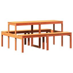 Berkfield Home Picnic Table Wax Brown 160x134x75 cm Solid Wood Pine - Size: 160 x 134 x 75 cm - thumbnail 6