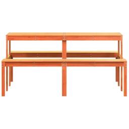 Berkfield Home Picnic Table Wax Brown 160x134x75 cm Solid Wood Pine - Size: 160 x 134 x 75 cm - thumbnail 4