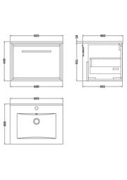 Balterley Bathroom Wall Hung Single Soft-Close Drawer Vanity Unit, Green, 600mm in Green - thumbnail 2