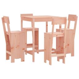 Berkfield Home 5 Piece Garden Bar Set Solid Wood Douglas in Natural - thumbnail 1