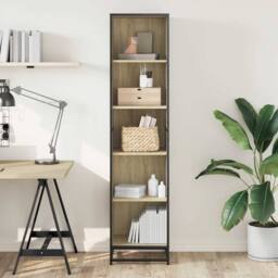 Berkfield Home Book Cabinet Sonoma Oak 40x35x170.5 cm Engineered Wood in Light Tan - thumbnail 3