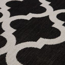 THE RUGS Outdoor Indoor Moroccan Garden Patio Rug Weatherproof Jet Washable in Black - Size: 80 cm x 150 cm - thumbnail 3