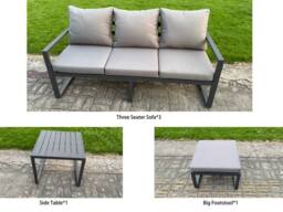 Fimous Aluminum U-Shaped 10-Seater Dining Set with Lifting Table in Dark Grey - thumbnail 3