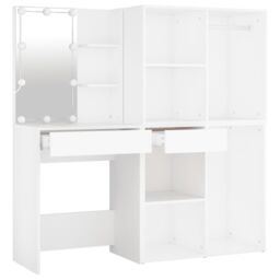 Berkfield Home LED Dressing Table with 2 Cabinets White Engineered Wood - thumbnail 6