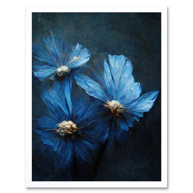 "Artery8 Wall Art Print Simple Elegant Cornflower Art Framed in White - Size: W12"" x H16""" - image 1