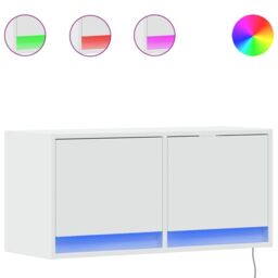 Berkfield Home TV Wall Cabinet with LED Lights White 80x31x35 cm - Size: 80 x 31 x 35 cm - thumbnail 2