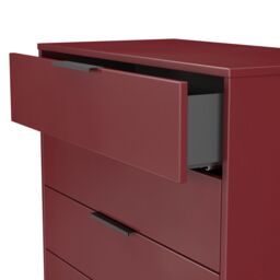 Ready Assembled 2 U Fuji 5 Drawer Chest (Ready Assembled) in Dark Red - thumbnail 6