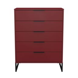 Ready Assembled 2 U Fuji 5 Drawer Chest (Ready Assembled) in Dark Red - thumbnail 2