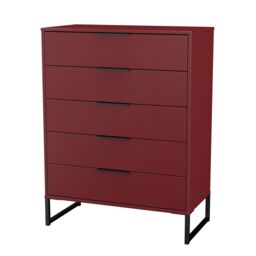 Ready Assembled 2 U Fuji 5 Drawer Chest (Ready Assembled) in Dark Red - thumbnail 4