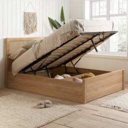 Birlea Rattan Ottoman Bed Frame Croxley Oak Storage in Natural - Size: King - thumbnail 2