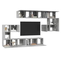 Berkfield Home 10 Piece TV Cabinet Set Concrete Grey Engineered Wood - thumbnail 3