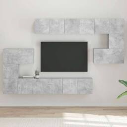 Berkfield Home 10 Piece TV Cabinet Set Concrete Grey Engineered Wood - thumbnail 2