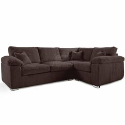 Furnishings For Less UK Delta Large 4 Seater Corner Sofa Right Hand Facing Jumbo Cord L Shape in Brown