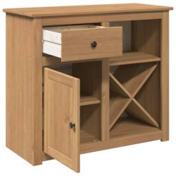 Berkfield Home Sideboard with Drawer Panama 93x40x80 cm Solid Wood Pine in Brown - Size: 93 x 40 x 80 cm - thumbnail 5