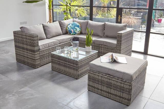Furniture Maxi Vancouver 6 Seater Modular Rattan Sofa Set in Grey - image 1