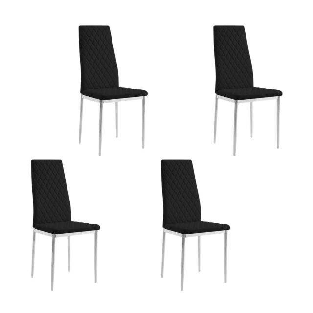 Home Detail Sona Faux Leather Dining Chair Set of 6, Grey with Silver Legs in Black - Size: 4 Pack - image 1