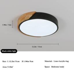 Pheashine Modern Round LED Ceiling Light, 24W, Black, 6500K Cold White (32cm) in Black - thumbnail 3
