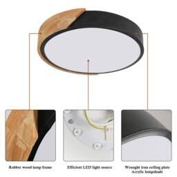 Pheashine Modern Round LED Ceiling Light, 24W, Black, 6500K Cold White (32cm) in Black - thumbnail 5