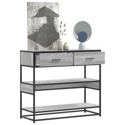 Berkfield Home Decorative Console Table Grey Sonoma 90x35x80 cm Engineered Wood - Size: 90 x 35 x 80 cm - thumbnail 2