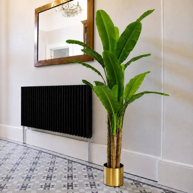 Leaf 180cm Artificial Banana Tree Tropical Plant Gold Planter Premium in Green - image 1