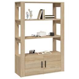 Berkfield Home Sideboard Sonoma Oak 80x30x119.5 cm Engineered Wood in Light Oak - thumbnail 4
