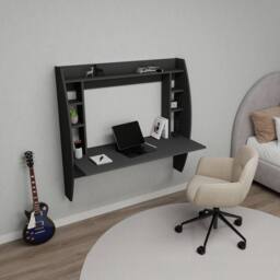 Destina Home Buglem Floating Computer Desk with Shelves in Charcoal - Size: 1 Pack - thumbnail 3