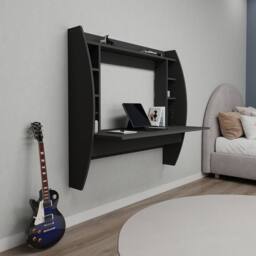 Destina Home Buglem Floating Computer Desk with Shelves in Charcoal - Size: 1 Pack - thumbnail 4