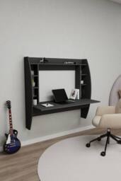 Destina Home Buglem Floating Computer Desk with Shelves in Charcoal - Size: 1 Pack - thumbnail 6