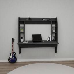Destina Home Buglem Floating Computer Desk with Shelves in Charcoal - Size: 1 Pack - thumbnail 5