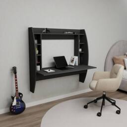 Destina Home Buglem Floating Computer Desk with Shelves in Charcoal - Size: 1 Pack - thumbnail 2