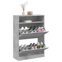 Berkfield Home Shoe Cabinet with 2 Flip-Drawers Concrete Grey 80x34x116 cm - Size: 80 x 34 x 116 cm - thumbnail 4