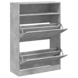 Berkfield Home Shoe Cabinet with 2 Flip-Drawers Concrete Grey 80x34x116 cm - Size: 80 x 34 x 116 cm - thumbnail 5