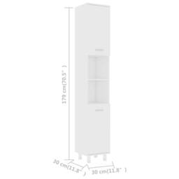Berkfield Home Bathroom Cabinet White 30x30x179 cm Engineered Wood - Size: 30 x 30 x 179 cm - thumbnail 7