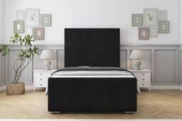 "Sloomy Harrington Plush Frame-Mattress - 50"" Upholstered Headboard in Black - Size: King" - thumbnail 1