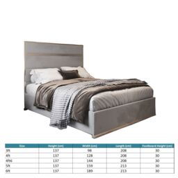 KDMD Comfyzone Upholstered Soft Velvet Metal Designer Bed Frame in Grey - Size: Super King - thumbnail 5