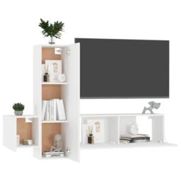 Berkfield Home 3 Piece TV Cabinet Set White Engineered Wood - thumbnail 3