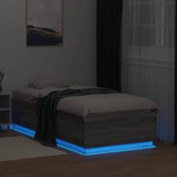 Berkfield Home Durable Bed Frame with LED without Mattress Grey Sonoma 90x190 cm - Size: Single - thumbnail 4