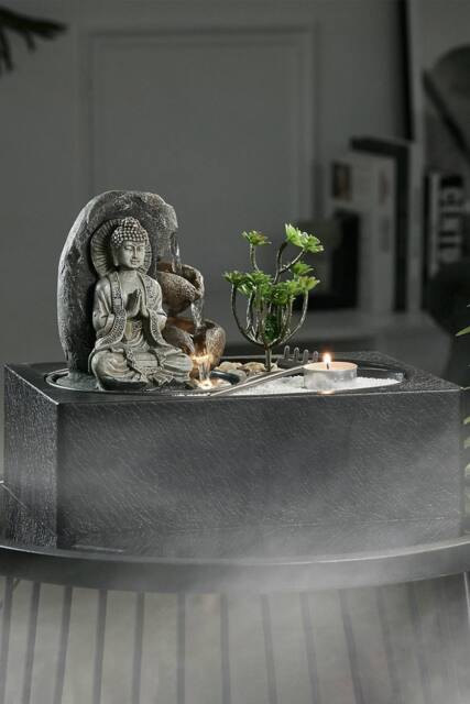 Living and Home Buddha Zen Tabletop Water Fountain in Natural - image 1