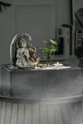 Living and Home Buddha Zen Tabletop Water Fountain in Natural