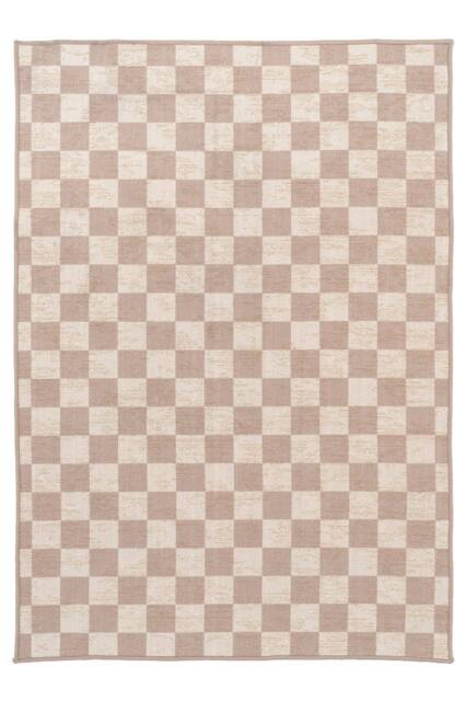 Kukoon Machine Washable Natural Jute Blend Checkerboard Beige Area Rug - Size: 80 cm x 150 cm - image 1