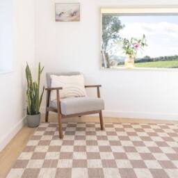 Kukoon Machine Washable Natural Jute Blend Checkerboard Beige Area Rug - Size: 80 cm x 150 cm - thumbnail 3