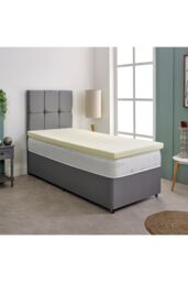The Foam People Memory Foam Mattress Topper 1 Inch Deep Pressure-Relieving Comfort in White - Size: Double - thumbnail 2