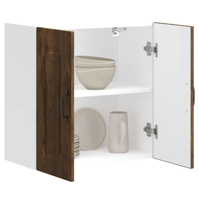 Berkfield Home Kitchen Wall Cabinet Kalmar Smoked Oak Engineered Wood in Brown - image 1