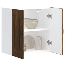 Berkfield Home Kitchen Wall Cabinet Kalmar Smoked Oak Engineered Wood in Brown - thumbnail 1
