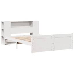 Berkfield Home Bookcase Bed Frame Wax Brown 90x190 cm Single Solid Wood Pine in White - Size: King - thumbnail 3