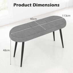 Costway 113 cm Ottoman Bench Bedroom Upholstered End of Bed Bench w/ Cushion in Grey - thumbnail 2