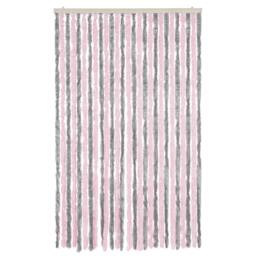 Berkfield Home Fly Curtain Silver Grey & Pink 118x220 cm Chenille - thumbnail 3