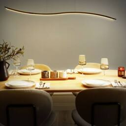 Wyld and Coco Gold Pendant Lamp with Integrated LED and Wavy Shade