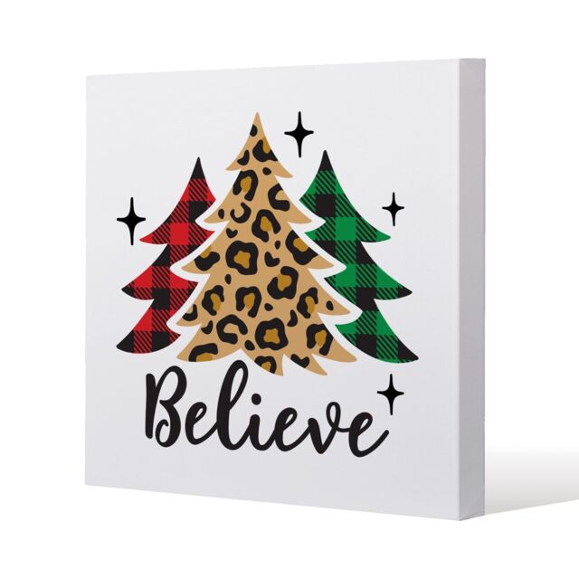Benjamin Tate Design Christmas trees with leopard print (canvas) / 61 x 61 x 4cm in Natural - Size: 61 x 61 x 4 cm - image 1
