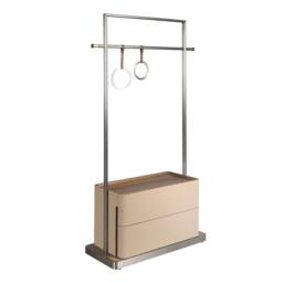 Angel Cerda Mink Faux Leather & Walnut Coat Rack with Stainless Steel in Beige - thumbnail 1